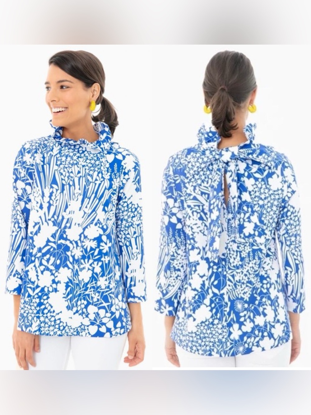 Tuckernuck Faye Ruffle Bow Tie Blouse in Wildflower